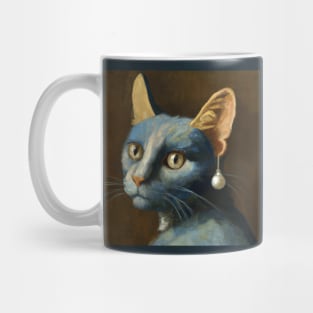 Blue Cat With a Pearl Earring Mug